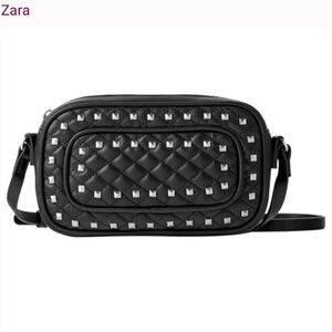 FREE FREE Zara Bag with a 200 purchase. Black studded quilted Crossbody bag.